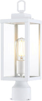 GRUENLICH Outdoor Post Lighting Fixture Pole Lantern, E26 Medium Base Max 60W, Metal Housing Plus Glass, Matte White Finish, Bulb Not Included, 1 Pack
