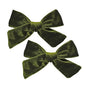 Vintage Velvet Bow Hair Clips for Baby Girl Kids Women Fall Velvet Christmas Hair Bows Barrettes Accessories (2 pcs Olive)