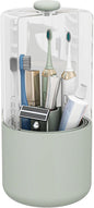Toothbrush Holder with Cover 360 Rotating 4 Compartments Bathroom Toothpaste
