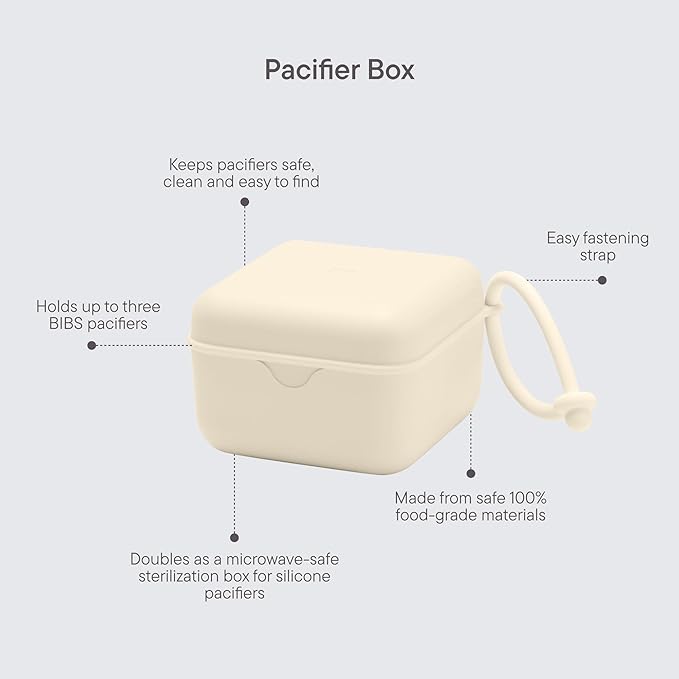 BIBS Liberty Pacifier Box with Strap. Soother Holder and Steriliser case. 100% BPA Free Food-Grade Material - Strawberries and Cream Vanilla