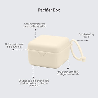 BIBS Liberty Pacifier Box with Strap. Soother Holder and Steriliser case. 100% BPA Free Food-Grade Material - Strawberries and Cream Vanilla