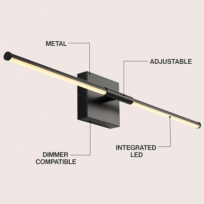 JONATHAN Y 28" Black Modern Dimmable Integrated LED Wall Sconce, Minimalist Adjustable Metal Vanity Light for Bathroom Mirror, Bedroom, Hallway, 3000K, ETL Listed (JYL7041C)