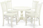 East West Furniture HBGR5-LWH-W 5 Piece Kitchen Table & Chairs Set Includes a Round Dining Room Table with Pedestal and 4 Dining Chairs, 42x42 Inch, Linen White