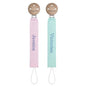 Personalized Pacifier Clip with Name, Customized Soft Webbing Binky Holder for Boys and Girls, Neutral Pacifier Holder Universally Fit All Pacifiers Style, 2 Pack(Pink, Green)
