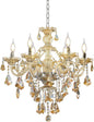 Modern K9 Crystal Chandelier Cognac 6 Lights, E12 Base Candle Crystal Pendant Lighting Fixture, Elegant Crystal Ceiling Light for Dinning Living Room Bedroom Hallway (6 Lights)