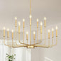 Gold Chandeliers for Dining Room Light Fixture Over Table, Modern Farmhouse Chandeliers for Living Room,15-Lights Industrial Metal Candle Lighting Fixtures for Entryway Kitchen Island Foyer