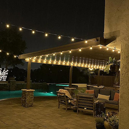 Novelty Lights 25 Feet G40 LED Patio String Light Set with 25 Bulbs, Warm White, Weather Resistant and Shatterproof Replaceable Plastic Globe Bulbs, White Wire