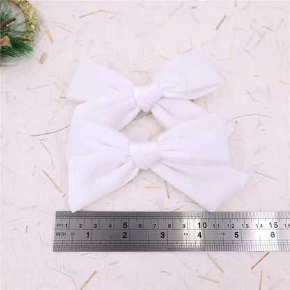 Vintage Velvet Bow Hair Clips for Baby Girl Kids Women Fall Velvet Christmas Hair Bows Barrettes Accessories (2 pcs White)