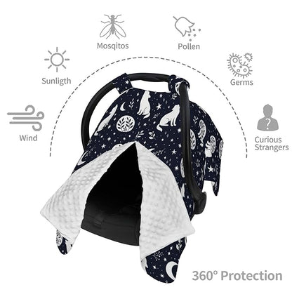 Wolf Star and Moon Baby Car Seat Canopy Nursing Cover for Newborn Car Seat Breastfeeding Covers Blanket Newborn Shower Gift