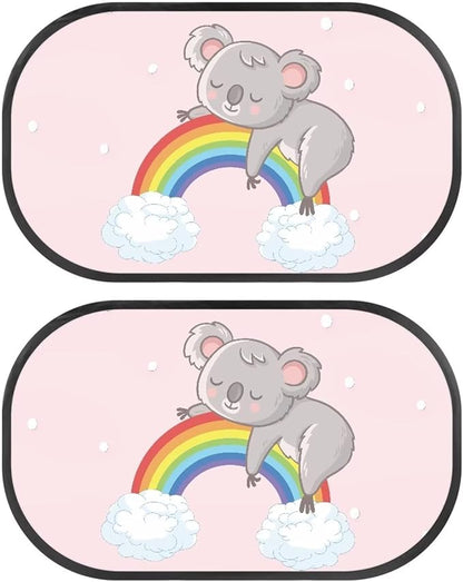 Bulopur Kawaii Koala 2 Pack Car Window Shades for Side Window UV Protection Breathable Mesh Car Window Covers Easy to Install Universal Car Interior Accessories Car Sun Shade