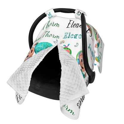 Personalized Baby Name Car Seat Covers for Girls, Nursing Custom Elephant Carseat Canopy for Babies Boy Winter Breastfeeding Cover Car Seat Canopies for Newborn Infant Toddler
