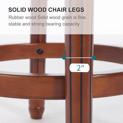 Cow top Leather Wooden Bar Stools, 360 Degree Swivel Bar Height Chair with Backs for Home Kitchen Counter, Morden Chair Barstools (Black-2pc, Bar Height-Seat Height 29.5”)