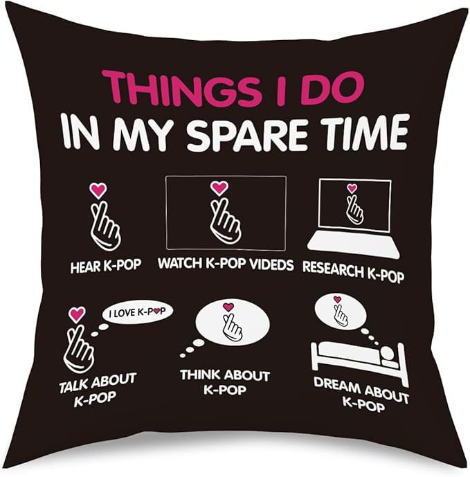 K-pop Decor, Just a Girl Who Loves K-pop Room Decor, Girls K-pop Gifts Rustic Anime Lovers Throw Pillow Covers for Living Room Home Girl Bedroom Decoration Gifts