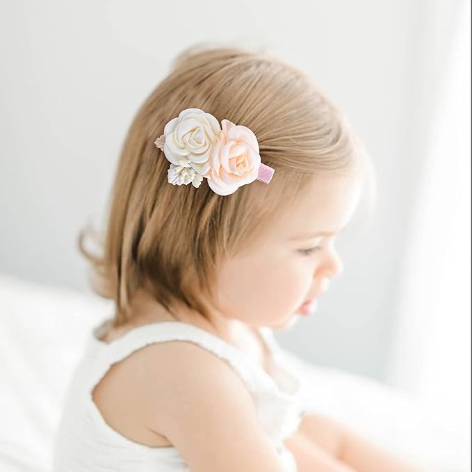Flower Hair Clips Set-Cherrboll 3pcs Floral Hair Bow Accessories for Baby Girl Toddles Teen Gifts