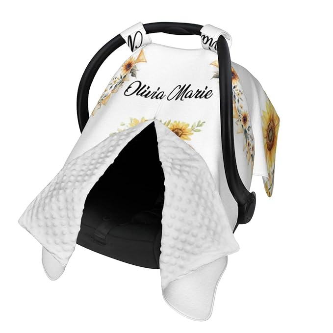 Personalized Baby Car Seat Canopy with Name – Custom Highland Cow Minky Nursing Cover for Boys & Girls, Soft Stroller Cover for Infants & Newborns, Carseat Canopy for Breastfeeding