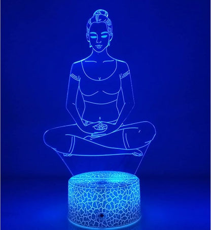 Creative 3D Yoga Meditation Night Light 16 Colors Changing USB Powered Remote Control Touch Switch Decor Lamp Optical Illusion LED Table Desk Lamp
