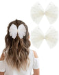 2PCS Pearl Hair Bows Clip for Toddler Girls Ivory Sweet First Communion Baby Hair Clips for Wedding Party Daily Wearing
