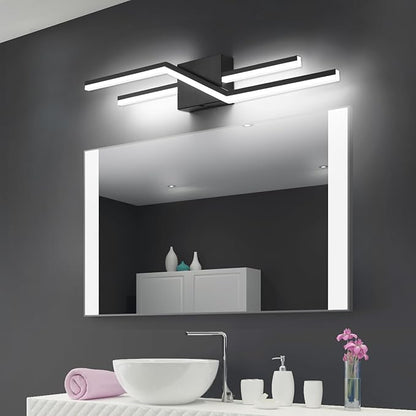 SOLFART Bathroom Lights Over Mirror Dimmable 32 Inch Modern Black Vanity Lights for Bathroom LED Vanity Lighting Fixtures