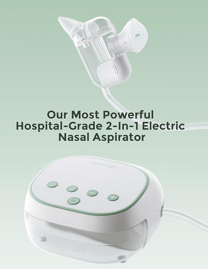 Momcozy BreezyClear Pro™ Nasal Aspirator for Baby, Hospital-Grade 75 kPa Nose Sucker with 9 Adjustable Suction Levels, Electric Nose Cleaner for Toddler, Light & Music Soothing