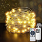 33FT 100 LED Rechargeable String Lights, USB Charging, IP65 Waterproof Outdoor Camping Lights, 8 Modes Fairy Lights with Remote Timer for Camping Patio Christmas Bedroom Decor Warm White