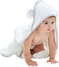 HIPHOP PANDA Hooded Towel - Rayon Made from Bamboo, Bath Towel with Bear Ears for Newborn, Babie, Toddler, Infant - Absorbent Large Baby Towel - White, 37.5 x 37.5 Inch