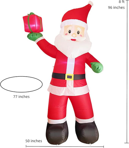 Christmas Inflatable Santa Claus 8 FT, Giant Christmas Inflatables Outdoor Decoration Blow Up, Build-in LED Lighted Santa with Gift Box Indoor Outdoor Home Garden Yard Xmas Holiday Decor