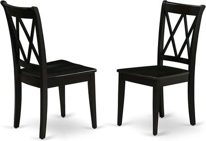 East West Furniture DLCL5-BLK-W 5 Piece Dining Table Set for 4 Includes a Round Kitchen Table with Dropleaf and 4 Dining Room Chairs, 42x42 Inch, Black