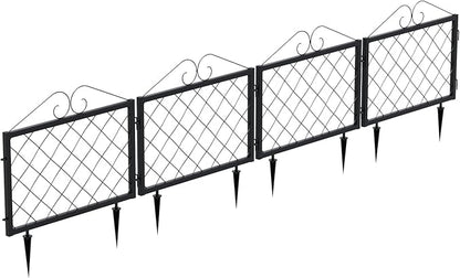 Zhongma Decorative Metal Garden Fence, Pack of 4pcs, Total 26" H x 97.5" L