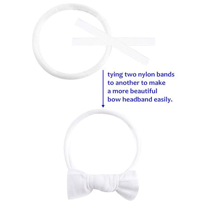 inSowni 50 Pack Super Soft Stretchy DIY Solid Nylon Headbands Baby Hair Bands One Size Fits All (White)