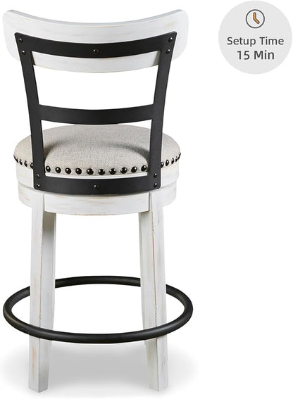 Signature Design by Ashley Valebeck 24.5" Modern Swivel Counter Height Barstool, Whitewash