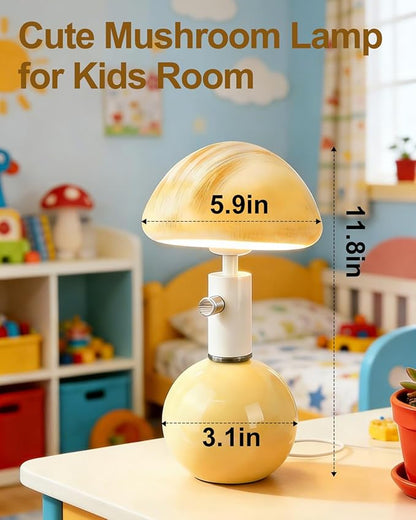 Lightdot Mid Century Modern Stepless Dimmable Table Lamp Ceramic 3000K Warmwhite Desk Lamp with Mushroom-Shaped Shade for Living Room Bedroom Bedside Nightstand Office Home Reading