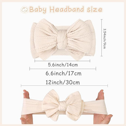 CÉLLOT 6 Pcs Baby Bows Headbands Nylon Hairbands Baby Girl Bows Hair Accessories for Newborn Infant Toddler Essentials (Brown Series)