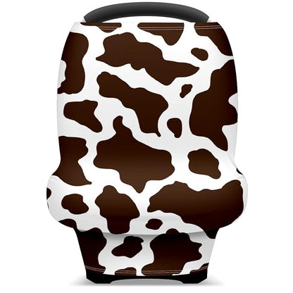 Baby Car Seat Stroller Covers Brown Cow Print Nursing Cover Breastfeeding Scarf Soft Breathable Stretchy Coverage Carseat Canopy Cover for Boys and Girls Soft Breathable Multi Use