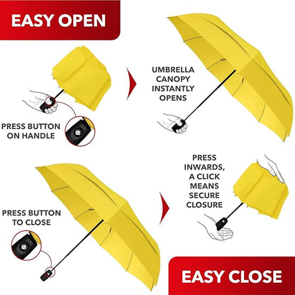 REPEL Windproof Travel Umbrella - Compact & Withstands Winds up to 85MPH , Strongest Premium Auto Folding Umbrella for Rain and Sun - Durable, Light & Portable for Women & Men , Fits Backpack & Cars