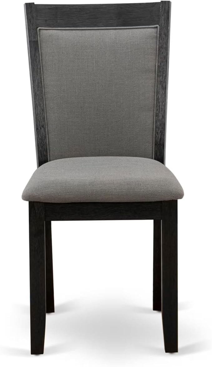East West Furniture V677MZ650-7 7 Piece Dining Room Set Consist of a Rectangle Dining Table with V-Legs and 6 Dark Gotham Grey Linen Fabric Upholstered Chairs, 40x72 Inch, Multi-Color
