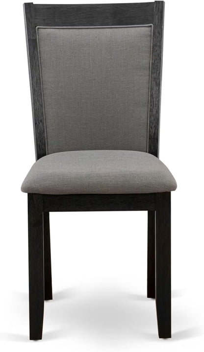 East West Furniture V677MZ650-7 7 Piece Dining Room Set Consist of a Rectangle Dining Table with V-Legs and 6 Dark Gotham Grey Linen Fabric Upholstered Chairs, 40x72 Inch, Multi-Color