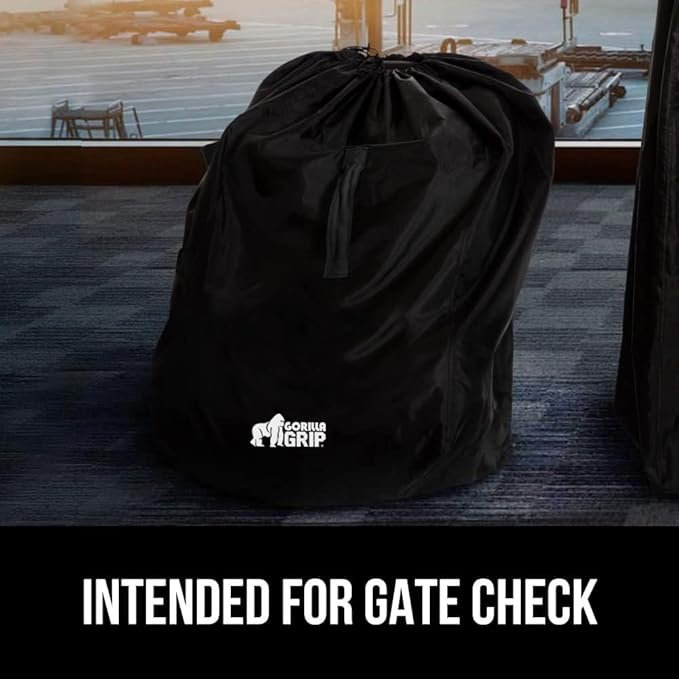 GORILLA GRIP Car Seat Travel Bag for Airplane Gate Check, Easy Carry Padded Backpack Bags Cover Carseats, Infant Baby Carriers and Toddler Booster Seats for Airport, Child Air Travels Essential, Black