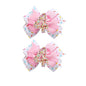 Birthday Hair Clips for Baby Girls - 2Pc Pink Sprinkle Bow Hair Clips for 4th Birthday Glitter Ice Cream Baby Bow Party Decorations for Girls Toddlers Hair Accessories (Pink-4 Years)
