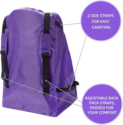 Clearworld Car Seat Travel Bag for Air Travel, Durable Gate Check Bag for Airport,Foldable Baby Stroller Travel Carry Bag, Fits Car Seats, Infant Carriers & Booster,Universal Size(Purple)