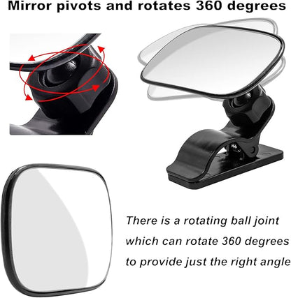 Baby Car Mirror, Universal Car Interior Rearview Baby Mirror for Car with Wide Angle Convex Mirror, 360 Degree Adjustable Easily Observe the Baby’s Move, Clip-on Sun Visor