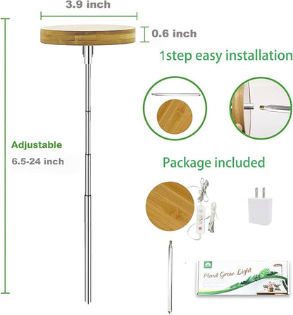 yadoker Plant Grow Light for Indoor Plant,Bamboo Mini LED Grow Light Garden,Height Adjustable,Automatic Timer with 8/12/16 Hours