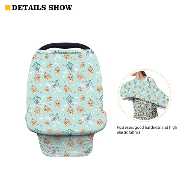 ZFRXIGN Elephant Car Seat Cover for Baby Stretchy Carseat Cover for Girls Nursing Cover Butterfly Canopy Lightweight High Chair Cover Flower Black