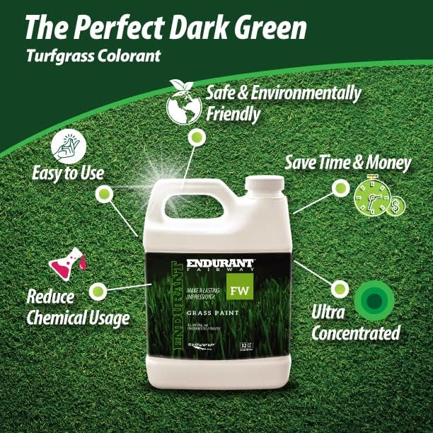 Endurant Turf Colorants - Fairway Spray On Green Grass Paint for Lawns - Revives Dry, Patchy Yards - Dark Grass Hue - Easy to Use, Concentrated Turf Grass Dye - Covers Approx 1,000 Sq Ft - 32Oz