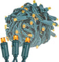 Novelty Lights 25ft 50 LED Amber Christmas Lights Outdoor/Indoor, 6" Spacing, Green Wire String Lights for Festive Xmas Lighting, IP55, UL Listed, Dimmable, Connectable