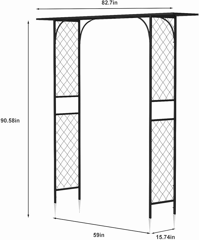 Zhongma Metal Garden Arbor, 83.5'' High x 82.7'' Wide, Outdoor Arch for Climbing Plant, Decorations Pergola