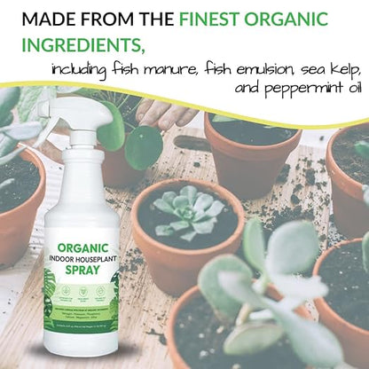 Organic Indoor Houseplant Spray - Liquid Plant Food in a Spray Bottle (Foliar Fertilizer) | Use on All Live Indoor Plants, Orchids, and Succulents | No Mixing Required (32oz)