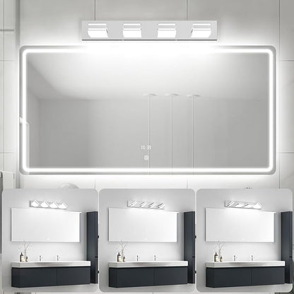 Ralbay Modern Chrome Vanity Light for Bathroom 4-Light 30inch Acrylic Modern LED Bathroom Wall Lighting Fixtures Over Mirror