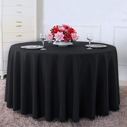 Surmente Black Tablecloth for Round Tables, 90-inch Round Table Cloths for Weddings, Banquets, or Restaurants