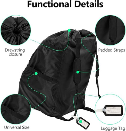 elaia Car Seat Travel Bag for Airplane, Waterproof Wearable with Straps, Large Capacity Padded Car Seat Check Bag, Perfect for Air Travel, Family Vacations, and Parents with Infants
