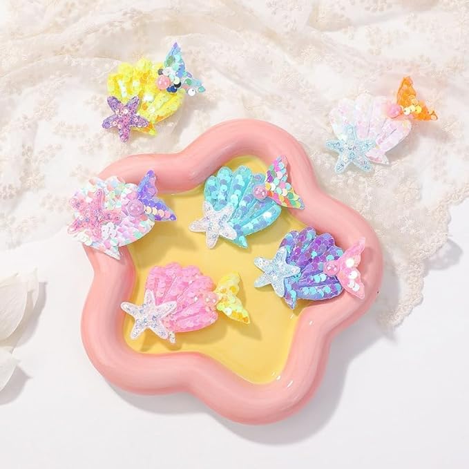 Enchanting Mermaid-Shaped Sequin Hair Clips for Kids - 6 Color Options! (colorful)